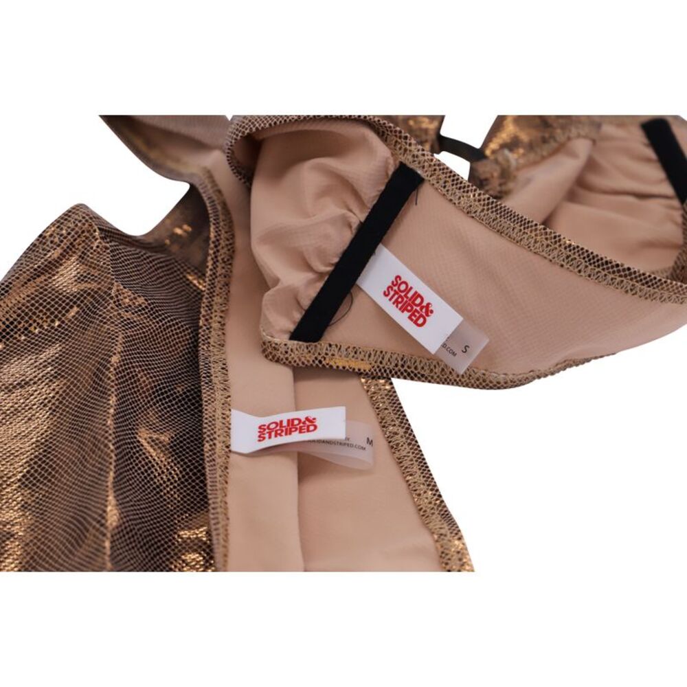 Solid And Striped Copper Strapless Bikini In Gold… - image 5